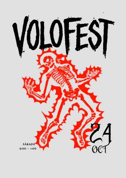 Cartel VOLOFEST — esqueleto rojo