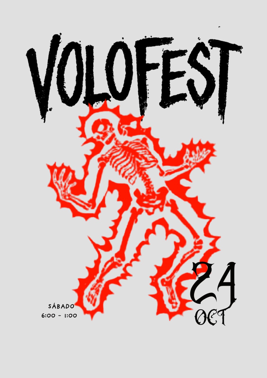 Cartel VOLOFEST — esqueleto rojo